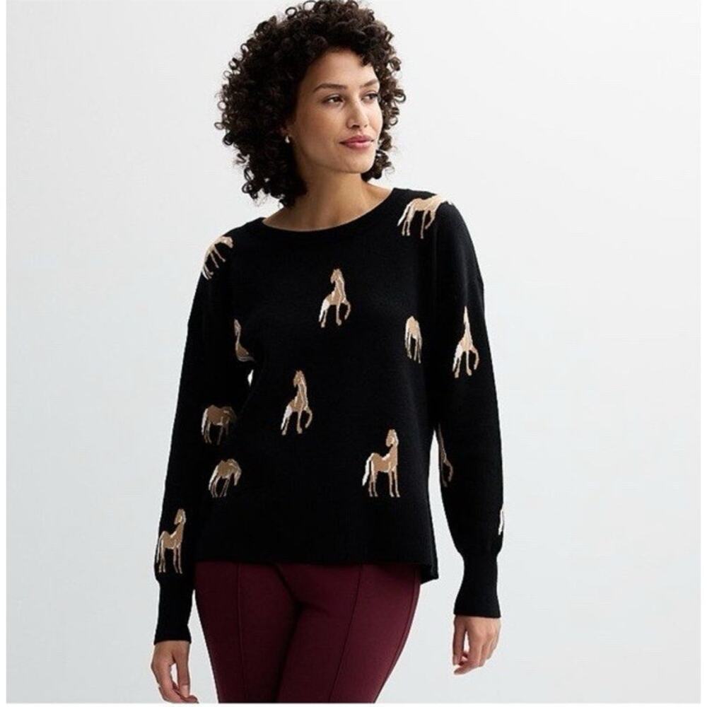 Catherine Malandrino Large Horse sweater Preppy Chic Hamptons, Greenwich Palm - Picture 4 of 15